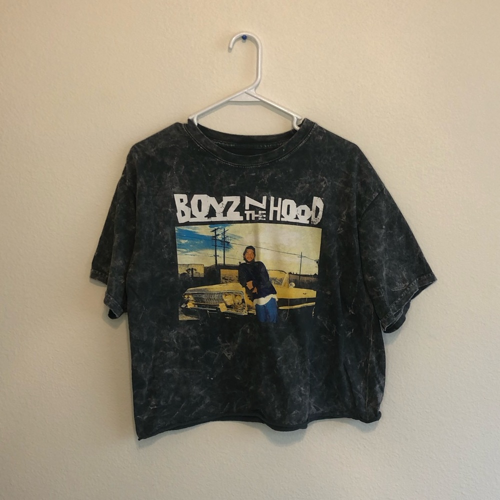 Target Black Acid Wash "Boyz N the Hood" Graphic Crop Tee